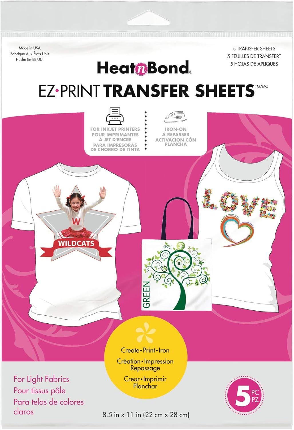 Heat N Bond Inkjet Transfer Sheets - 5 Sheet Pack