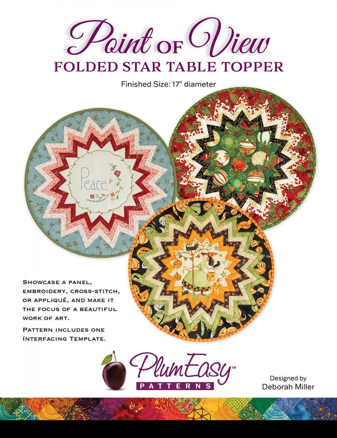 Plum Easy - Point of View Folded Star Table Topper Pattern and Interfacing PEP-129