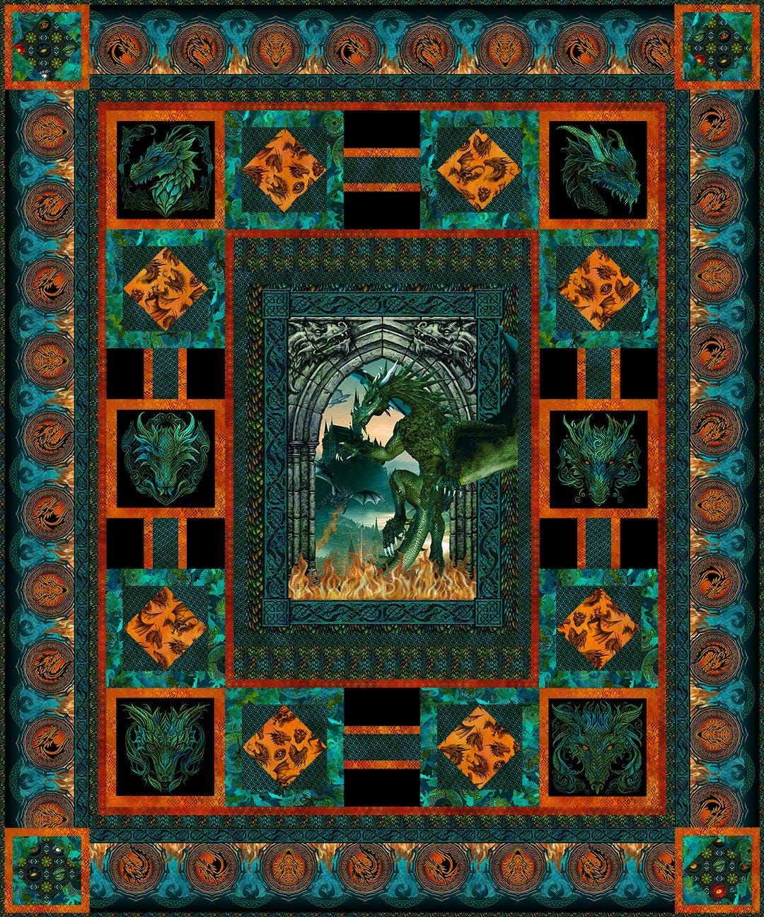 Dragons Emerald Reign - Jason Yenter - In The Beginning Fabrics