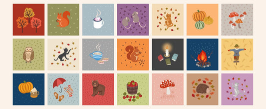 Lewis And Irene - Small Things: Snuggle Season - 5" Squares Panel - SM98