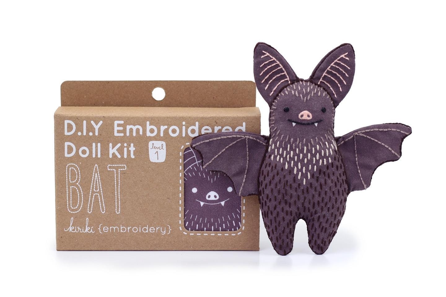 Kiriki Press DIY Embroidered Doll Kit - Bat (Level  1)