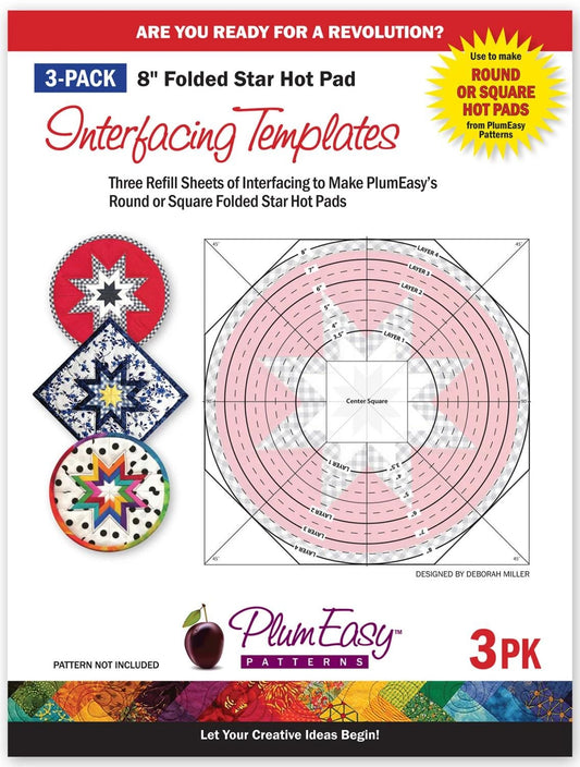 Folded Star Hot Pad Template - Deborah Miller - Plum Easy Patterns 3PK