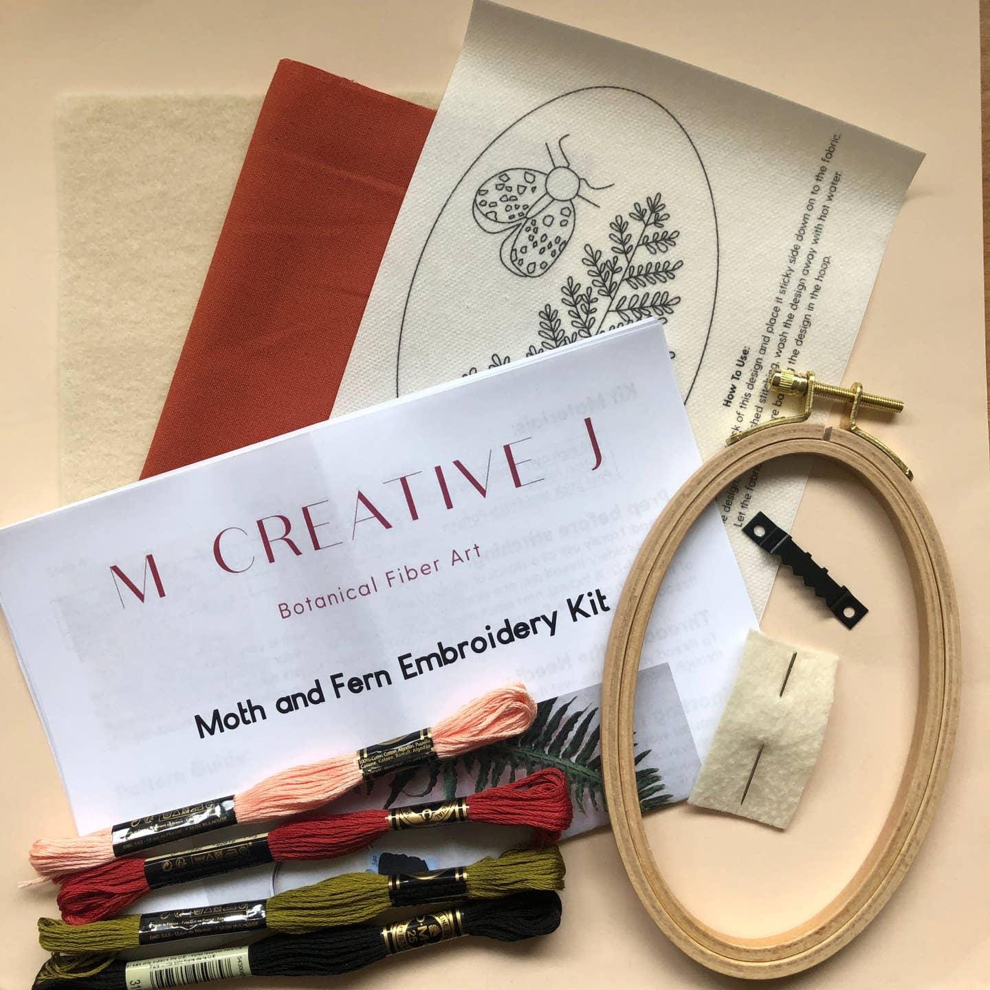 Moth and Fern Embroidery Kit - MCreativeJ