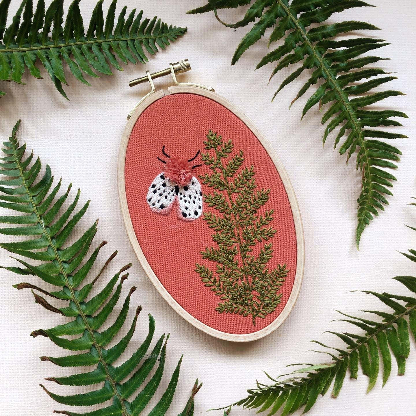 Moth and Fern Embroidery Kit - MCreativeJ