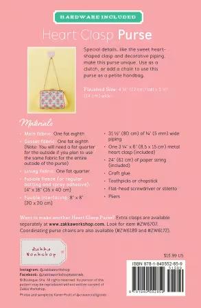 Heart Clasp Purse Pattern and Hardware By Zakka Workshop