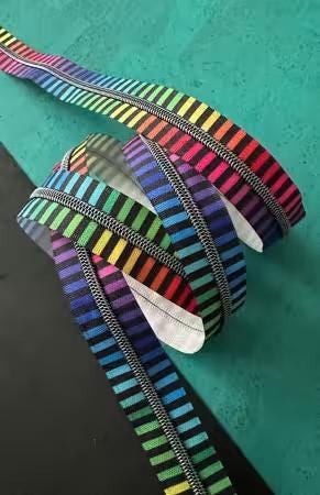 Rainbow Zipper Tape - Sassafras Lane Designs - 3 Yards