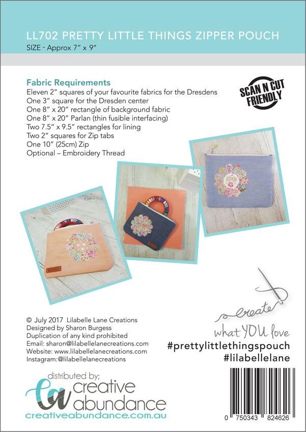Pretty Little Things Zipper Pouch Pattern - Sharon Burgess - Lilabelle Lane Creations - Preorder