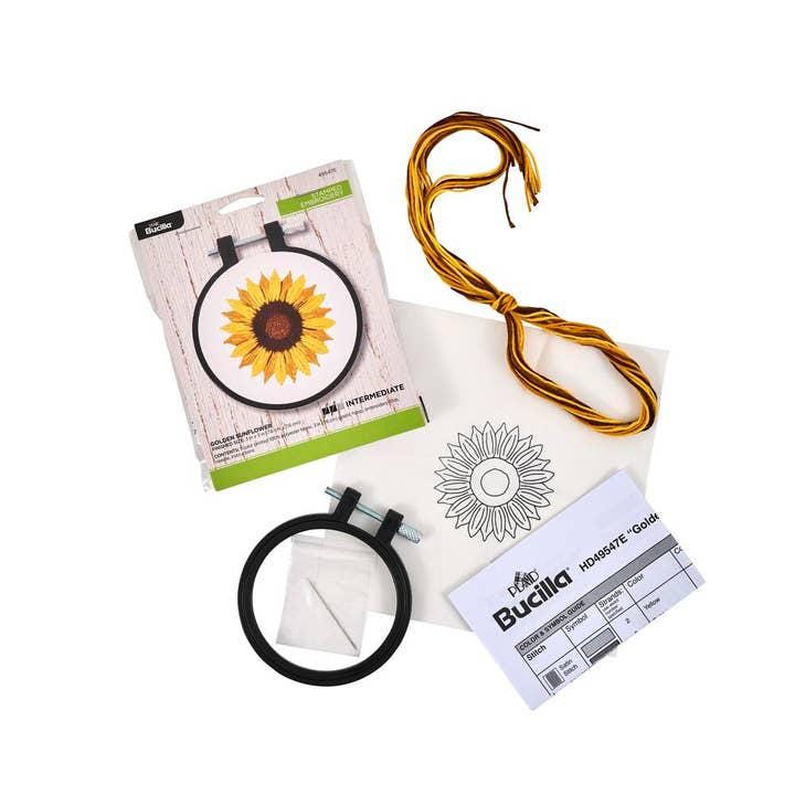 Bucilla Stamped Embroidery Kit 3" Golden Sunflower