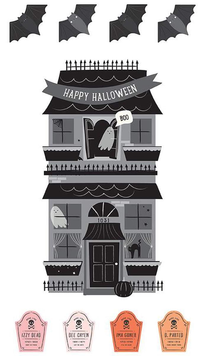 Riley Blake - Hey Pumpkin - Happy Halloween Haunted House Panel - P16038-PANEL