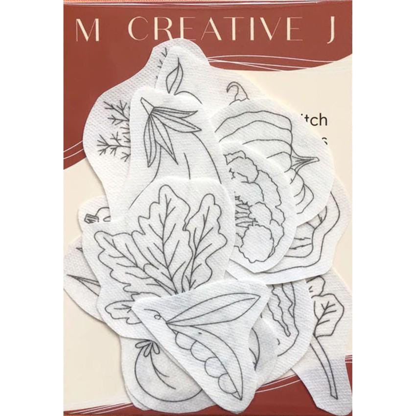 M Creative J Peel, Stick, and Stitch Embroidery Patterns - Mushrooms , Fruits , OR Veggies - Choose Option Below!