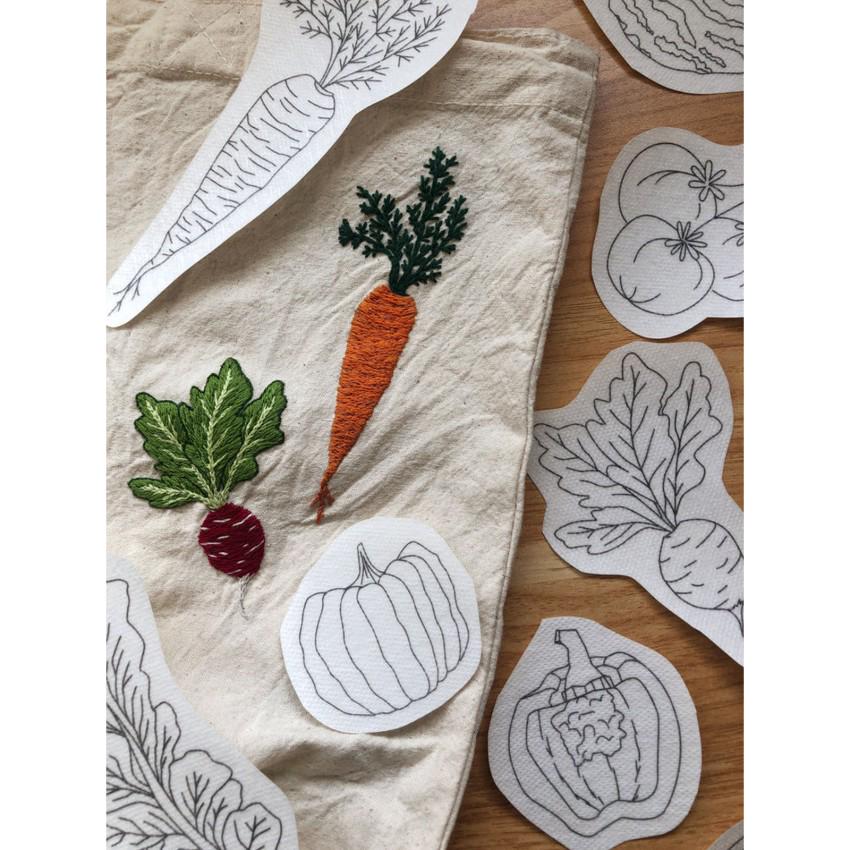 M Creative J Peel, Stick, and Stitch Embroidery Patterns - Mushrooms , Fruits , OR Veggies - Choose Option Below!