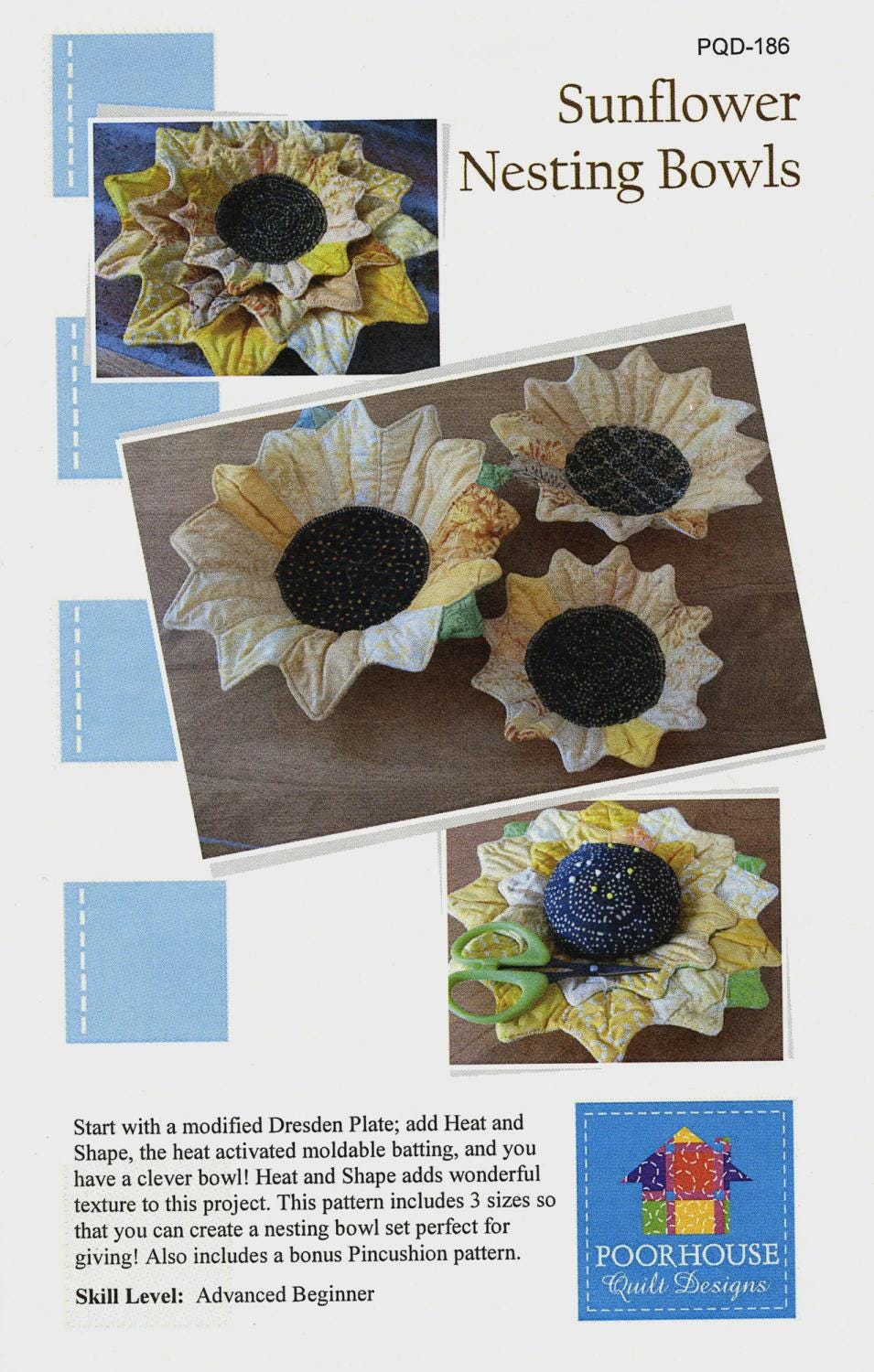 Sunflower Nesting Bowl Pattern By Poorhouse Quilt Designs