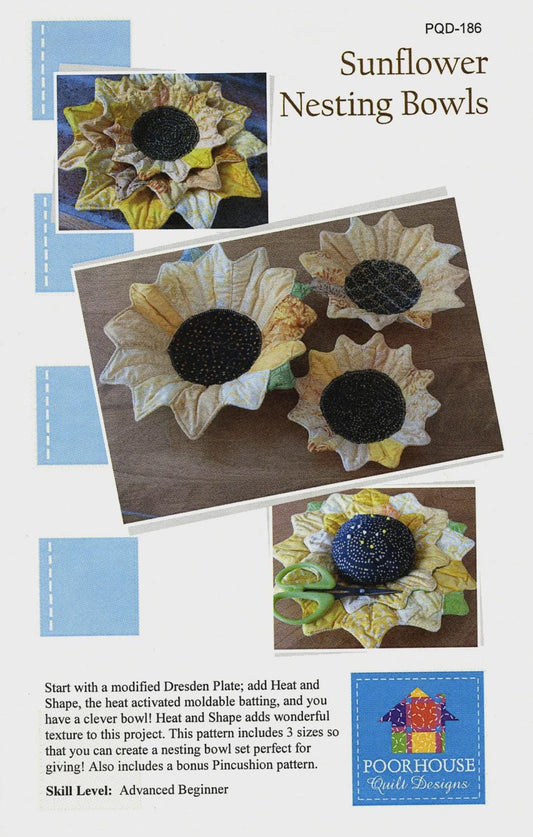 Sunflower Nesting Bowl Pattern By Poorhouse Quilt Designs