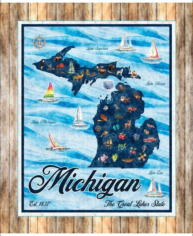 PREORDER - QT Fabrics - All Michigan Shop Hop 2026 Minky - Panel - 7777 32077 - Ships June 2026