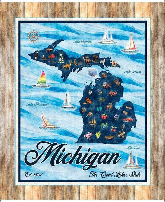 PREORDER - QT Fabrics - All Michigan Shop Hop 2026 Minky - Panel - 7777 32077 - Ships June 2026