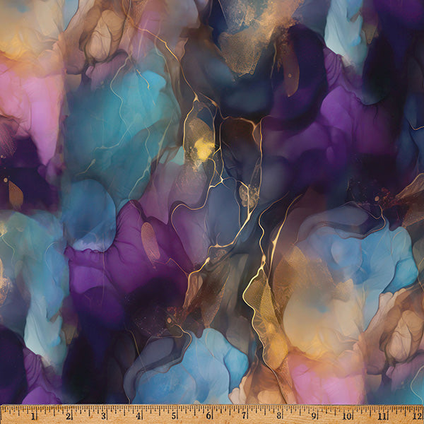 Preorder - Hoffman California Fabrics - Midnight Flora - Abstract Watercolor - X5700-162-Jewel - Expected Release February 2026