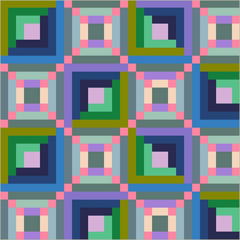 Preorder - Windham - Annabelle Wrigley - Canvas & Co. - Geometric Log Cabin - 55128DC - 1 Periwinkle - Expected Release February 2026