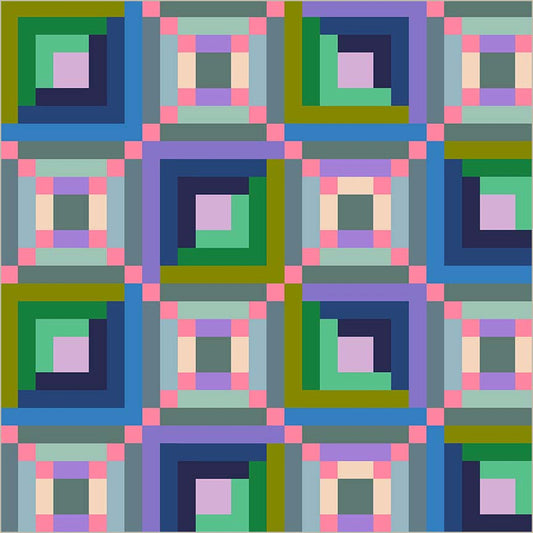 Preorder - Windham - Annabelle Wrigley - Canvas & Co. - Geometric Log Cabin - 55128DC - 1 Periwinkle - Expected Release February 2026