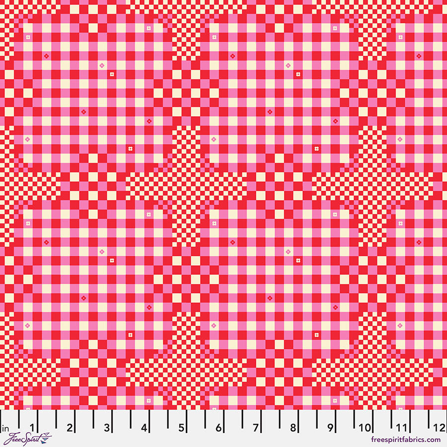 Preorder - FreeSpirit - Stacy Peterson - Market Days - Gingham Checks - PWST044.XHOTPINK - Expected Release February 2026