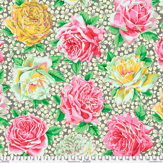 Preorder - FreeSpirit - Kaffe Fassett Collective - Rose Bloom - PWPJ077.GREY - Expected Release February 2026