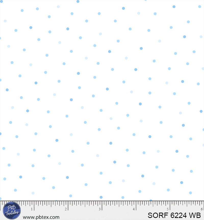 Preorder - P & B Textiles - Sorbet Flannel - Blue Dots - SORF 6224 WB - Expected Release March 2026