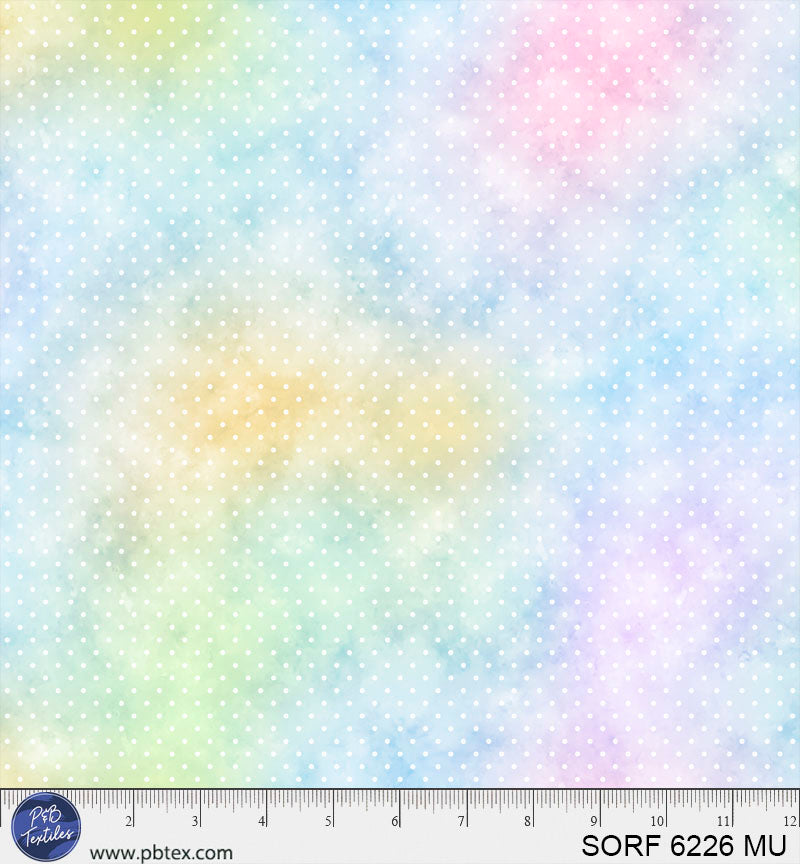 Preorder - P & B Textiles - Sorbet Flannel - Rainbow With White Dots - SORF 6226 MU - Expected Release March 2026