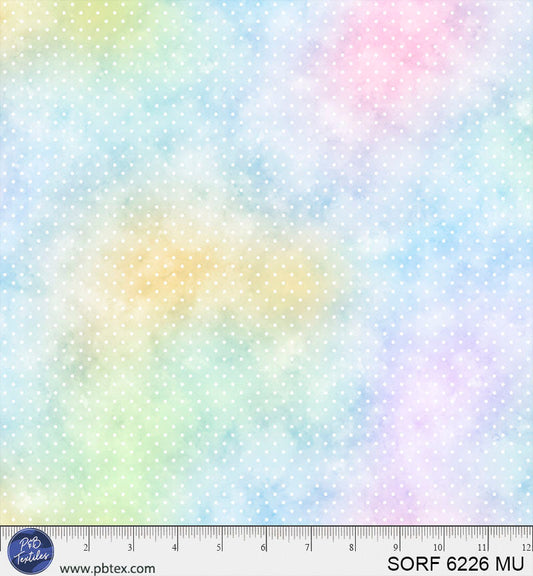 Preorder - P & B Textiles - Sorbet Flannel - Rainbow With White Dots - SORF 6226 MU - Expected Release March 2026