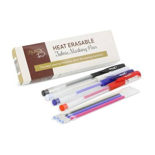 Madam Heat Erasable Fabric Marking Pens - 4 Color Set With Refills