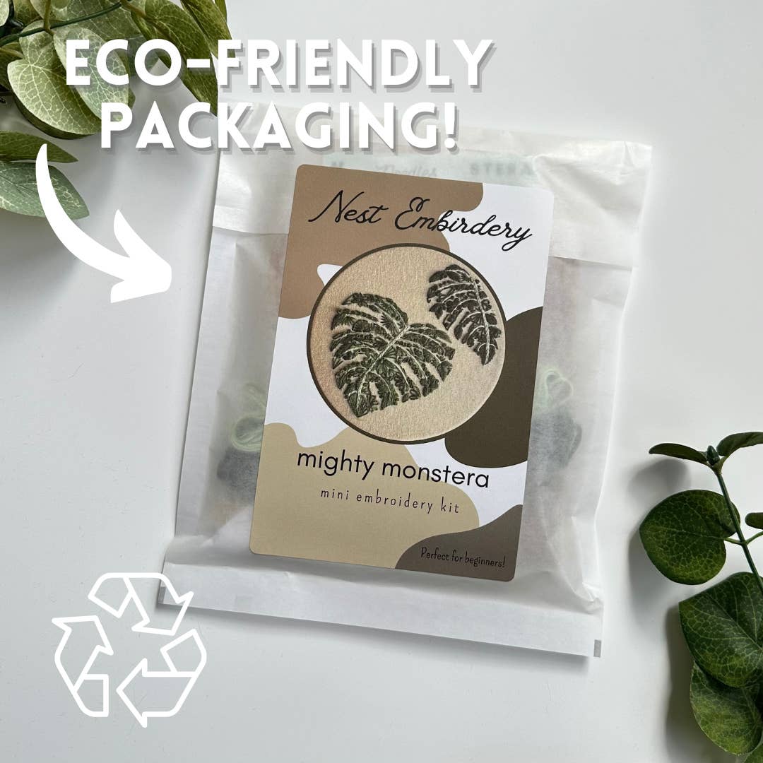 Nest Embirdery - Mighty Monstera Mini Embroidery Kit