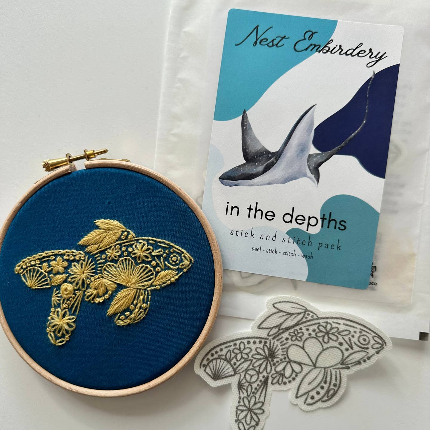 Nest Embirdery - In The Depths Stick And Stitch Patch Pack For Embroidery