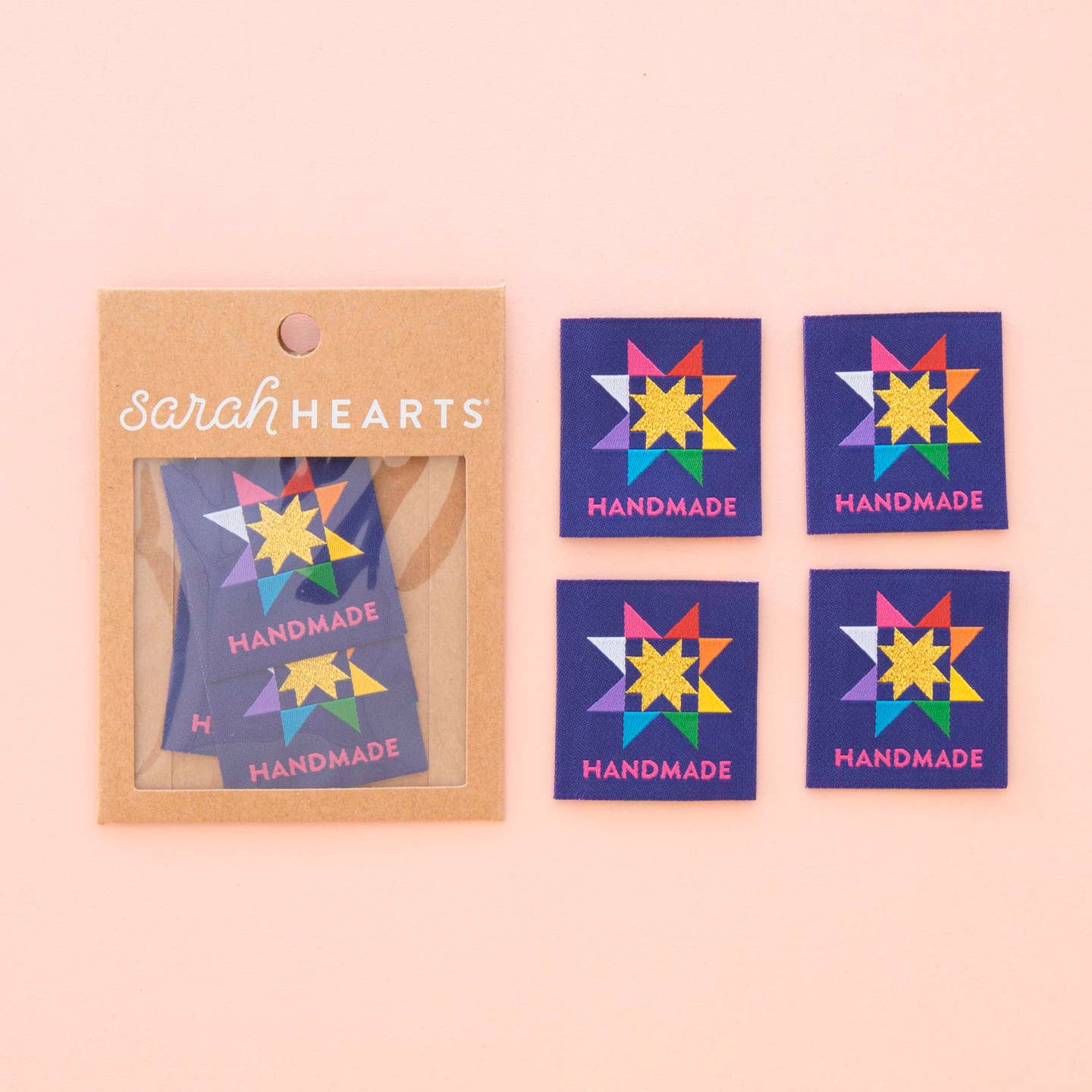 Sarah Hearts - Woven Sewing and Quilting Labels - Handmade Quilt Star