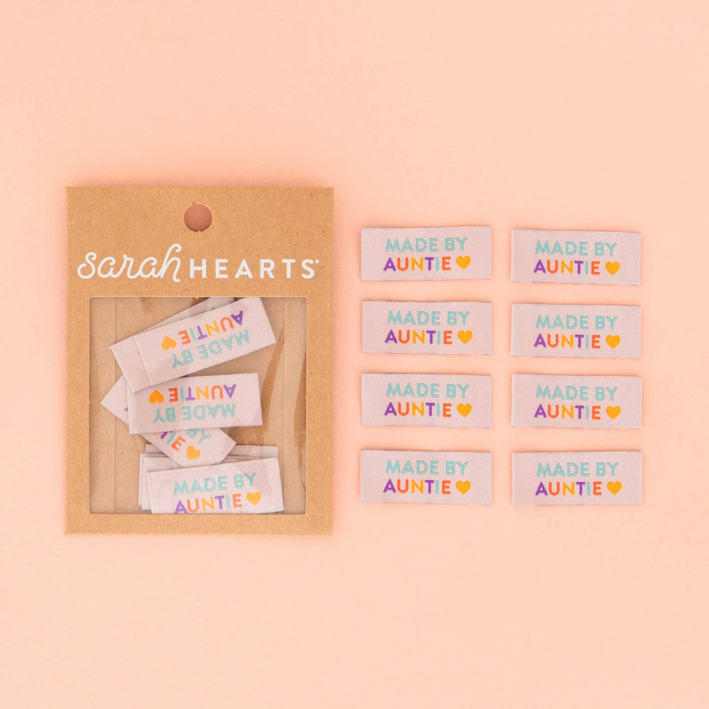 Sarah Hearts - Woven Sewing and Quilting Labels - Made By Auntie