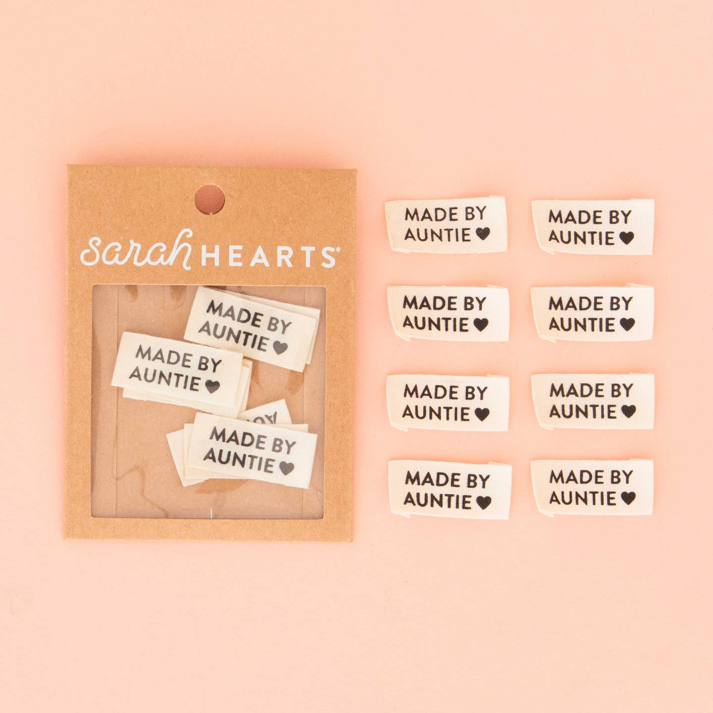 Sarah Hearts - Woven Sewing and Quilting Labels - Made By Auntie