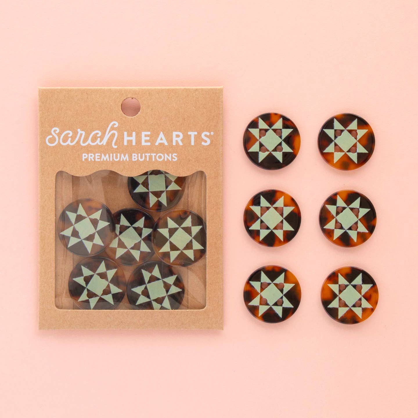 Sarah Hearts - Quilt Star Large 1" Buttons