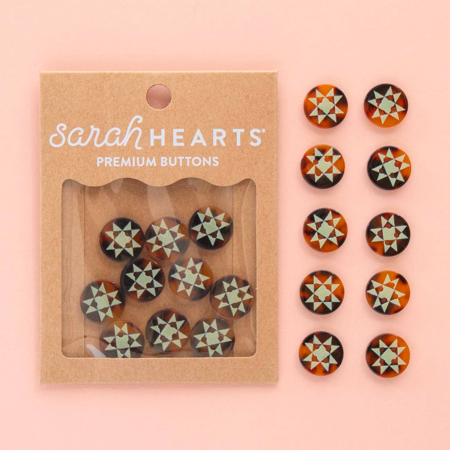 Sarah Hearts - Quilt Star Large 5/8" Buttons