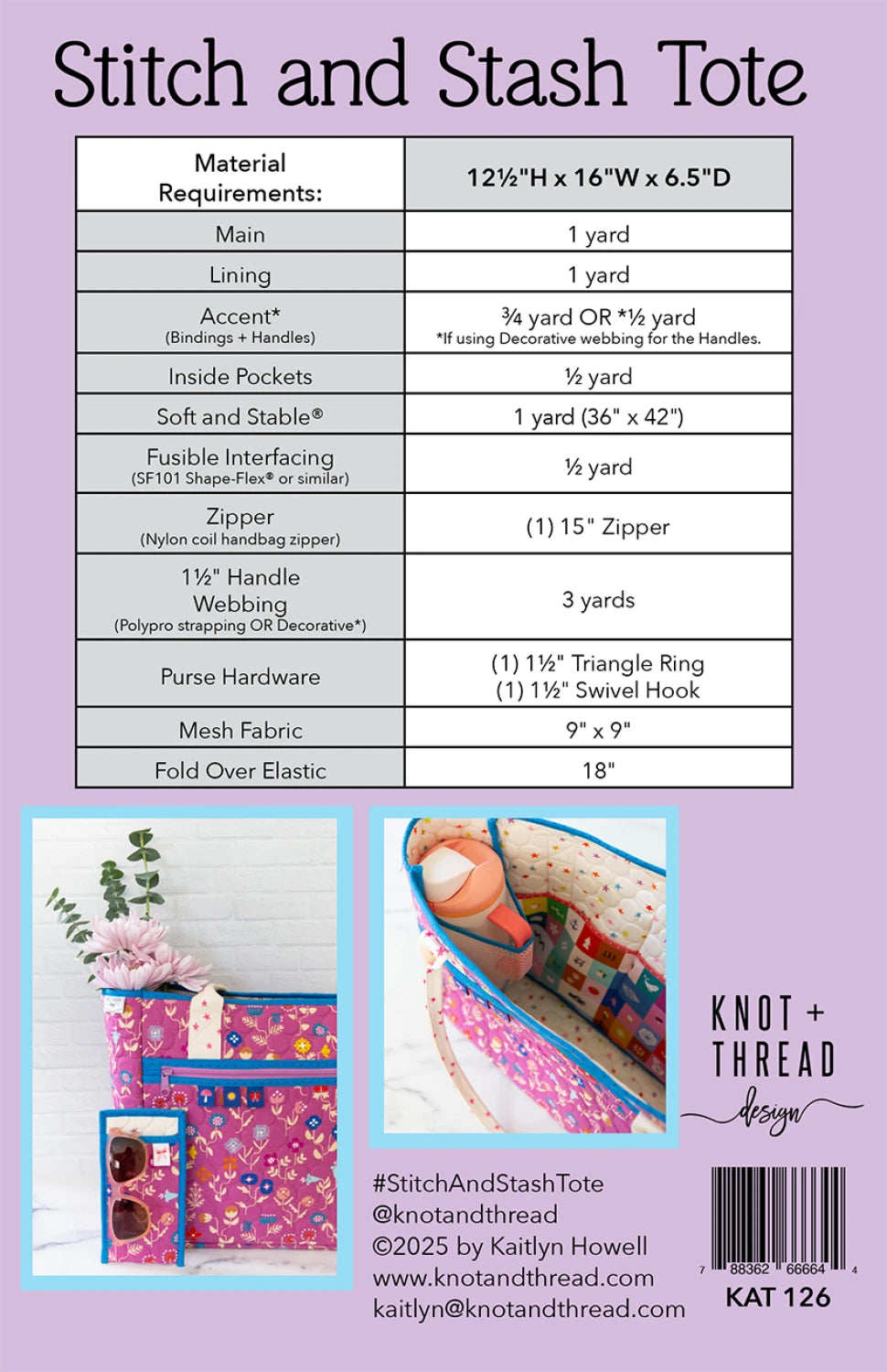 Stitch And Stash Tote Bag Pattern By Knot And Thread Design