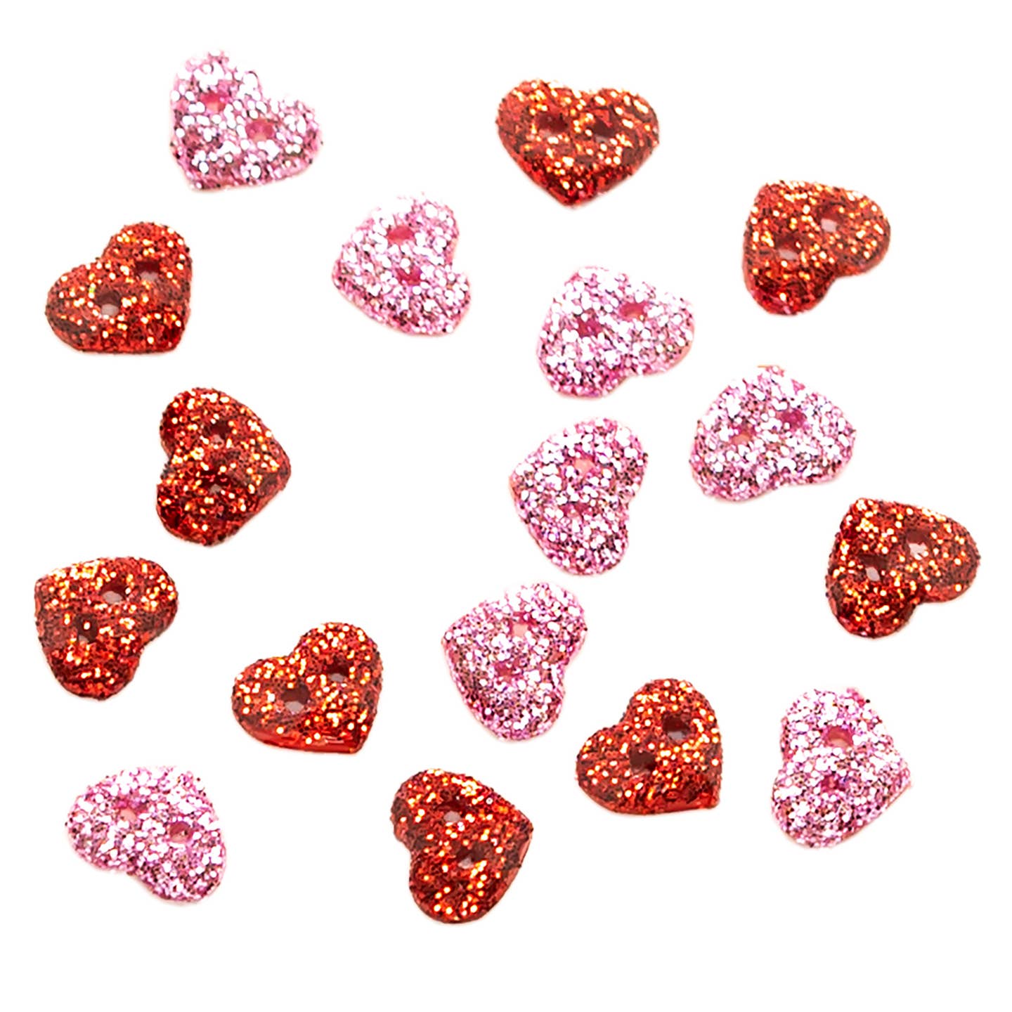 Buttons Galore and More - Tiny Red And Pink Glitter Hearts