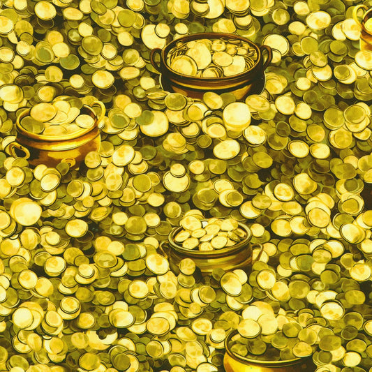 Robert Kaufman - Lucky Clovers - Pot Of Gold Coins - SRKD-23442-133 GOLD