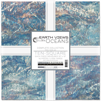 Robert Kaufman - Karen Nyberg - Earth Views Oceans - Factory Cut 10" Squares Bundle - TEN-1435-42