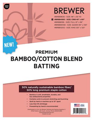 Brewer Premium 50/50 Cotton Bamboo Blend Batting - Choose Size