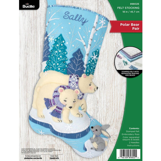 Bucilla - Seasonal Felt Stocking Kit - Polar Bear Pair