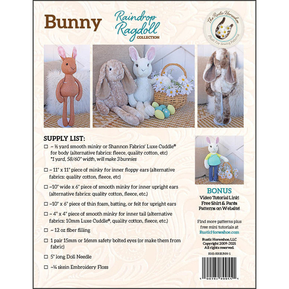 Raindrop Ragdoll Bunny Rabbit Plushie Pattern By The Rustic Horseshoe