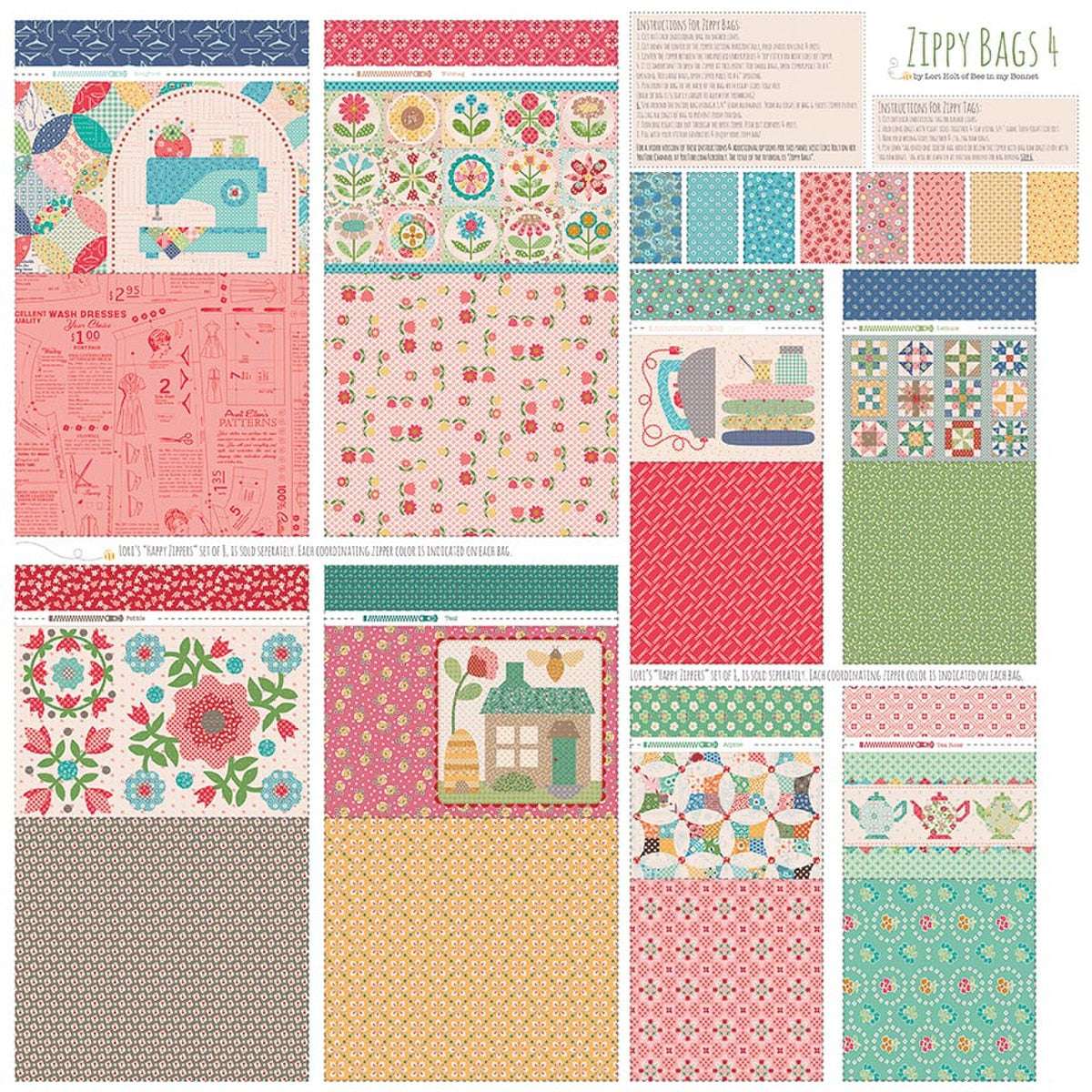 Riley Blake - Lori Holt - Bee In My Bonnet - Zippy Bags 4 Panel
