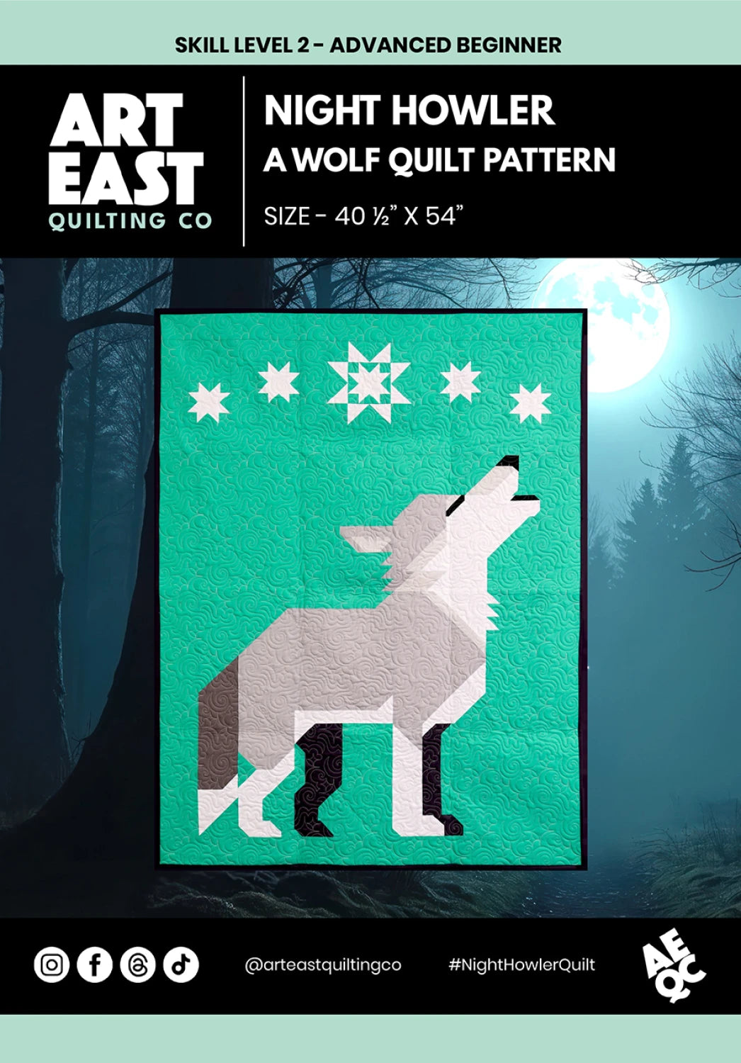Night Howler Wolf Quilt Pattern By Art East