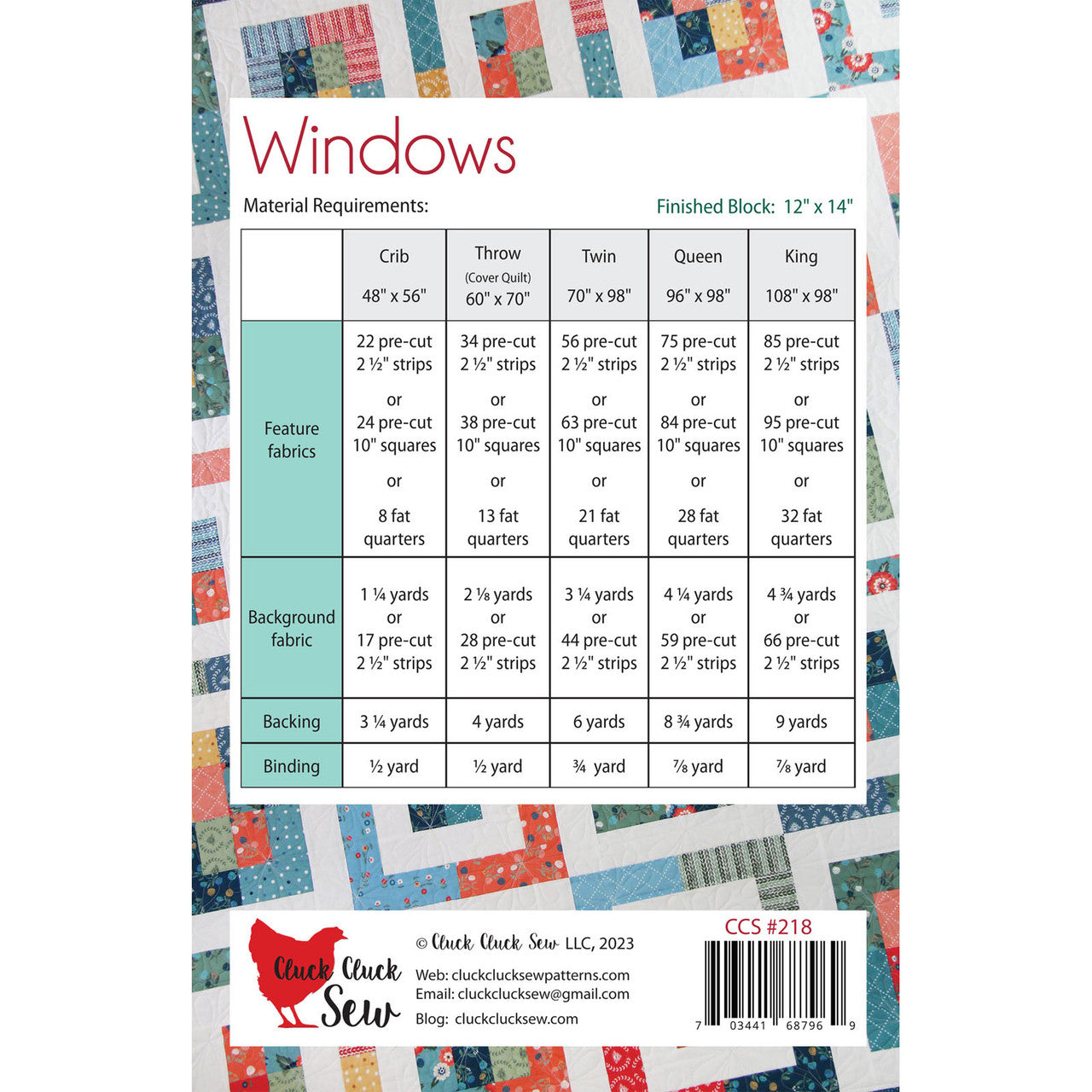 Windows Quilt Pattern By Cluck Cluck Sew
