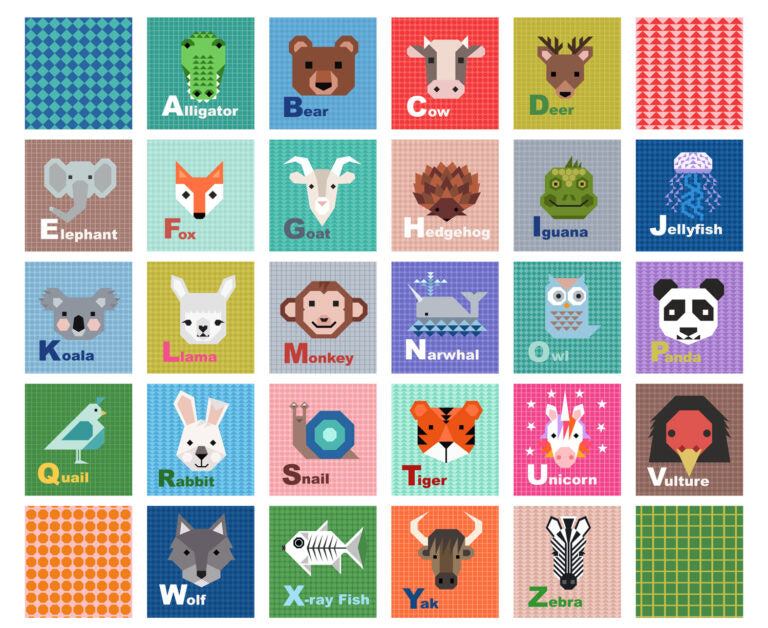 PREORDER - Lewis And Irene - Animal Alphabet - 5" Squares Animals And Letters Panel - A968 - Expected Release April 2026