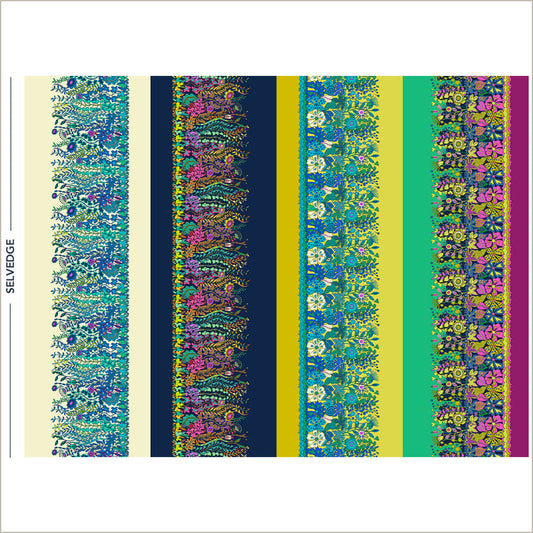 PREORDER - Windham - Sally Kelly - Sunshine - Hedgerow - Floral Border Stripe - 54982D-X Multi - Expected Release April 2026