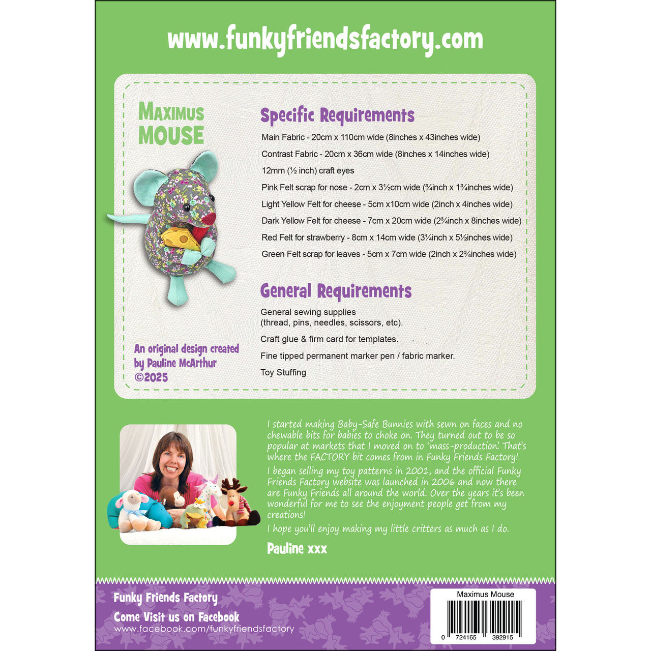 Maximus Mouse Stuffed Animal Pattern By Funky Friends Factory