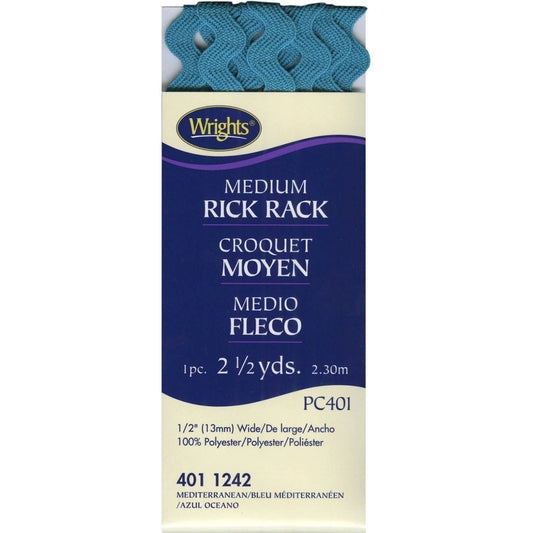 Wrights Medium Mediterranean Rick Rack - 1/2" Wide x 2-1/2 Yards - 1 Package