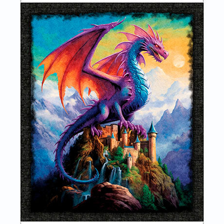 QT Fabrics - Dragon's Song - Dragon On Castle Panel - 31148-X
